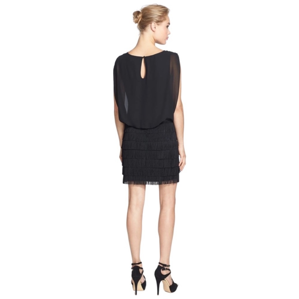 Aiden by Aiden Mattox Fringe Detail Chiffon Blouson Dress - Picture 2 of 13